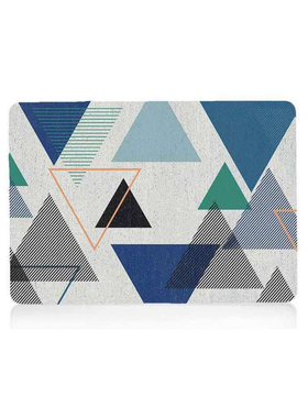 适用苹果笔记本macbook pro air13 14 15 16寸保护壳 蓝灰几何