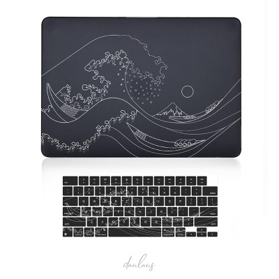 适用苹果笔记本macbook pro air13 14 15 16寸保护壳 海浪线条