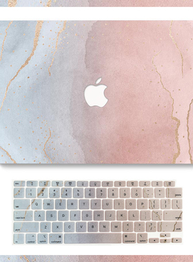适用于苹果笔记本macbook pro air13 15保护壳键盘膜粉蓝渐变套装
