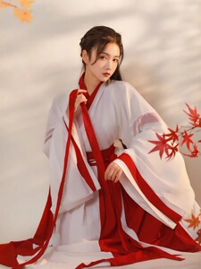 出租汉服女魏晋锦霞交领齐腰襦裙超仙飘逸古装中国风广袖租赁借