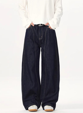 DL brnad美式丹尼色简约原牛色弯刀牛仔裤男女百搭宽松阔腿松弛感