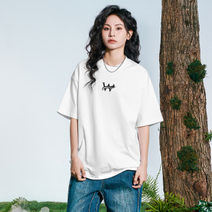 T恤男ins潮牌百搭宽松休闲短袖 情侣字母印花纯棉短袖 brand美式