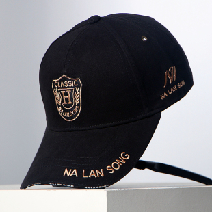 H盾牌刺绣帽子男女通用时尚 潮鸭舌帽硬顶加深棒球帽显脸小 韩版