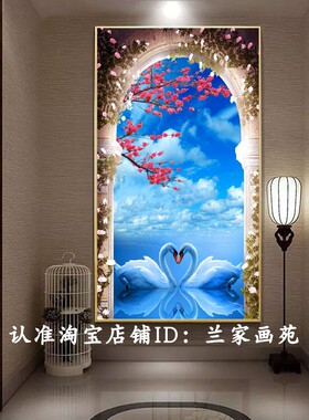欧式花鸟玄关画田园唯美风景画