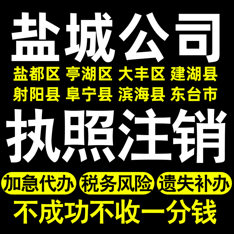 盐城个体注销公司注销亭湖盐都大丰建湖射阳阜宁滨海响水执照注销