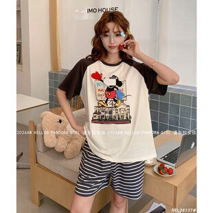 短裤 短袖 插肩暖手套小鼠家居服女士睡衣 新款 潘多拉女孩2026夏季
