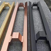 黑色无框玻璃门拉手明装 有框大门把手木门扶手铝合金拉手可定做尺