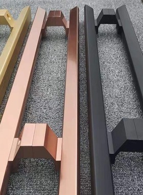 黑色无框玻璃门拉手明装有框大门把手木门扶手铝合金拉手可定做尺