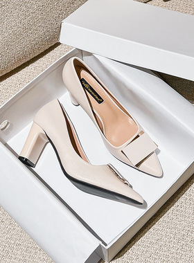 白色四季高跟鞋女细跟尖头2024新款夏季网红性感气质黑色职业单鞋