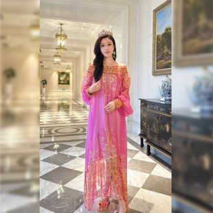 气质高级感飘逸超仙女桑蚕丝定位印花连衣裙241D001 欧式 夏季 新款