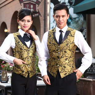 酒店工作服KTV.饭店餐厅酒吧服务员(男女马甲.衬衫.裤.领结套装)