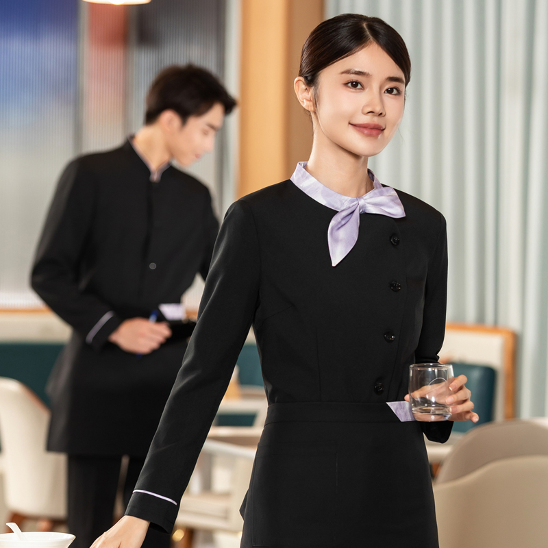 高端星级酒店工作服秋冬装女餐馆火锅饭店中式餐厅日式服务员长袖