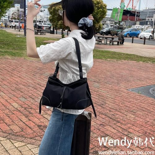 韩国代购小众设计师 archivepke 新款尼龙单肩手提腋下包托特包