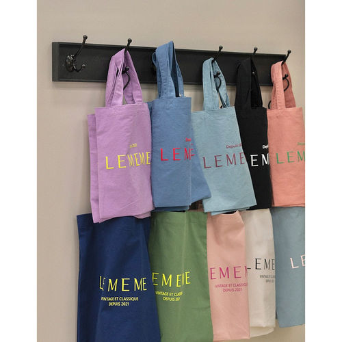 特价!!韩国代购小众设计师lememe 字母帆布手提包小号