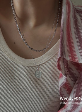 正品～韩国代购小众设计师S_S.IL 12周年限定双面项链925银ssil