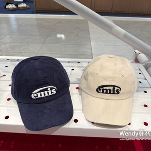 款 经典 字母刺绣灯芯绒棒球帽 帽子 韩国代购 秀智同款 小众emis