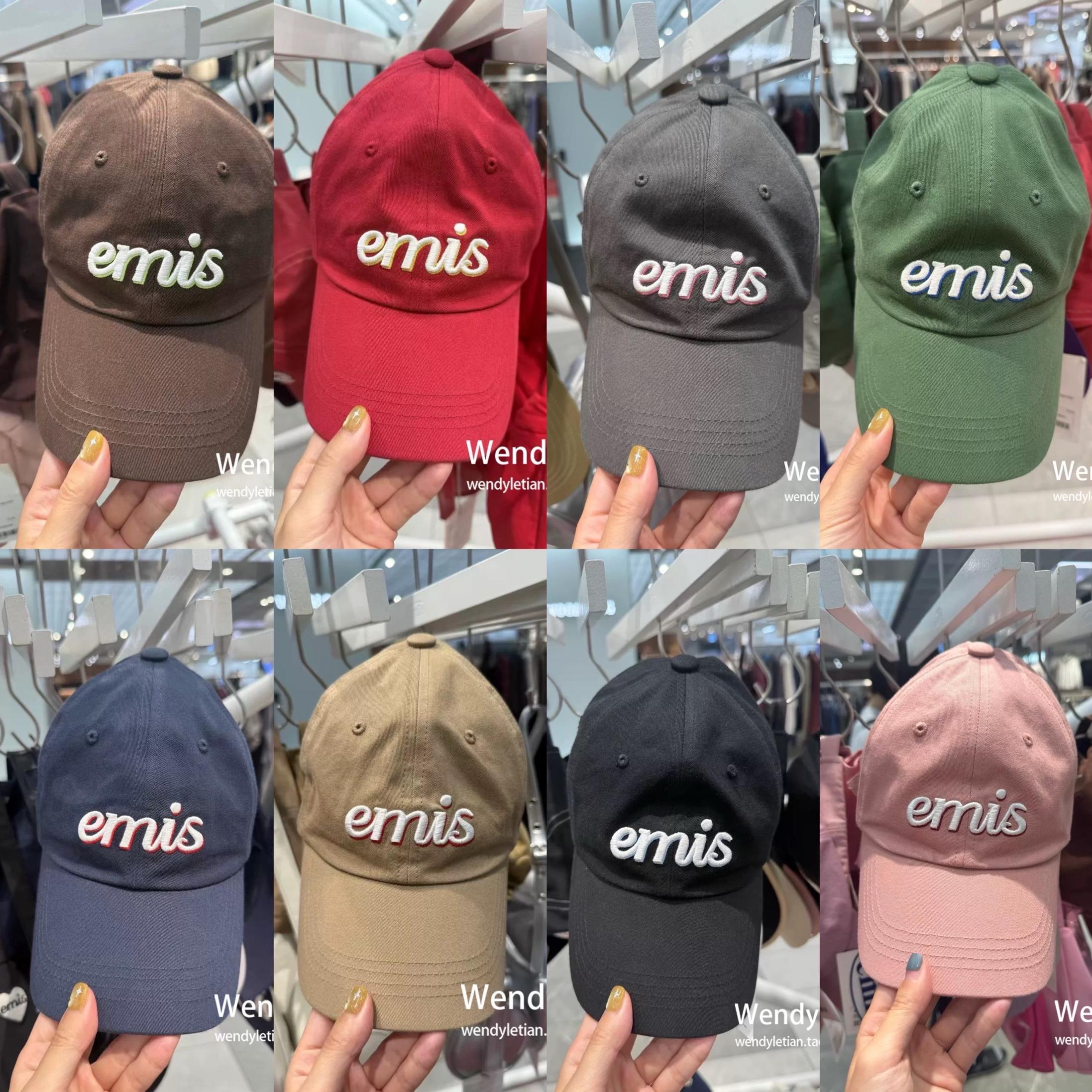 韩国代购小众emis 新款双色字母棒球帽 帽子