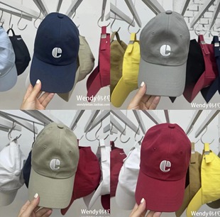 英蔡依林 小众emis复古字母刺绣棒球帽子大e张元 韩国代购