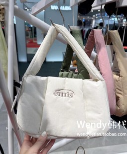 韩国代购小众设计师 emis 新款字母单肩腋下包hobo流浪包