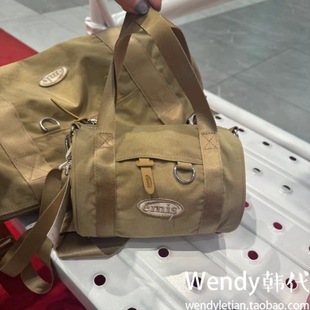 字母尼龙 韩国代购 新款 emis 迷你圆筒波士顿包单肩斜挎手提 小众