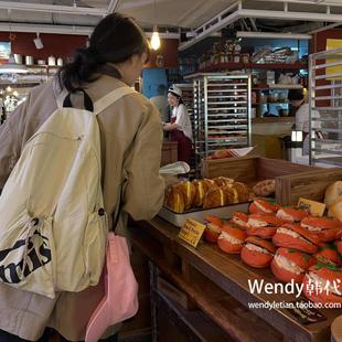 尼龙大容量字母背包 韩国代购 新款 emis 双肩包 小众设计师