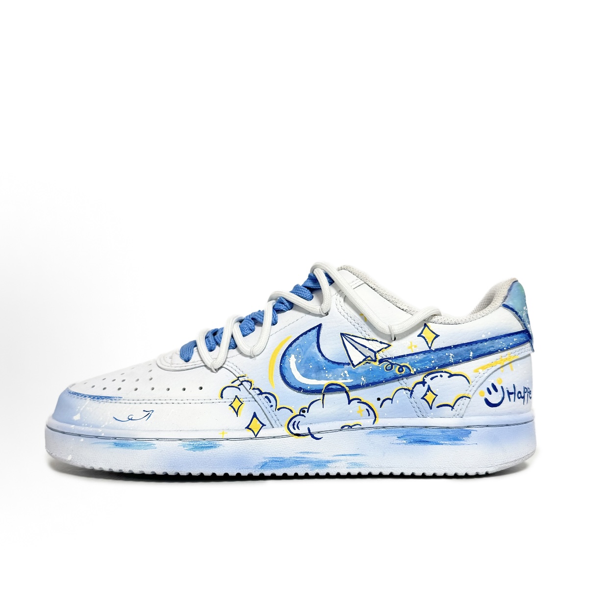 【定制球鞋】Nike Court Vision纸飞机多巴胺配色蓝粉涂鸦个性