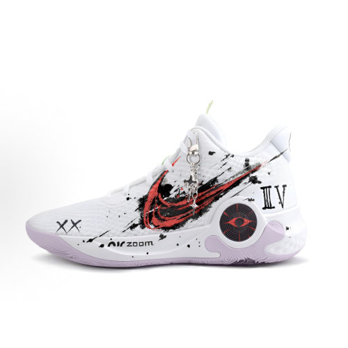 【定制球鞋】Nike KD Trey 5 IX耐克篮球鞋审判时刻织物灰蓝涂鸦