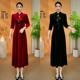 衣雅定制款 2724 8084 高定重磅植绒刺绣显瘦连衣裙 衣雅优选