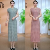 2924 8208 夏季 新款 旗袍连衣裙 斜门襟气质显瘦减龄款 衣雅优选