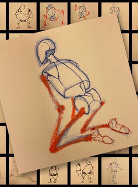 162张oc人体动态速写素材贴纸美术生柴体结构动作设计教程diy贴画