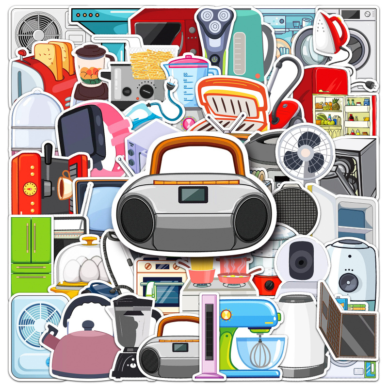 50张家用电器贴纸卡通电视机创意