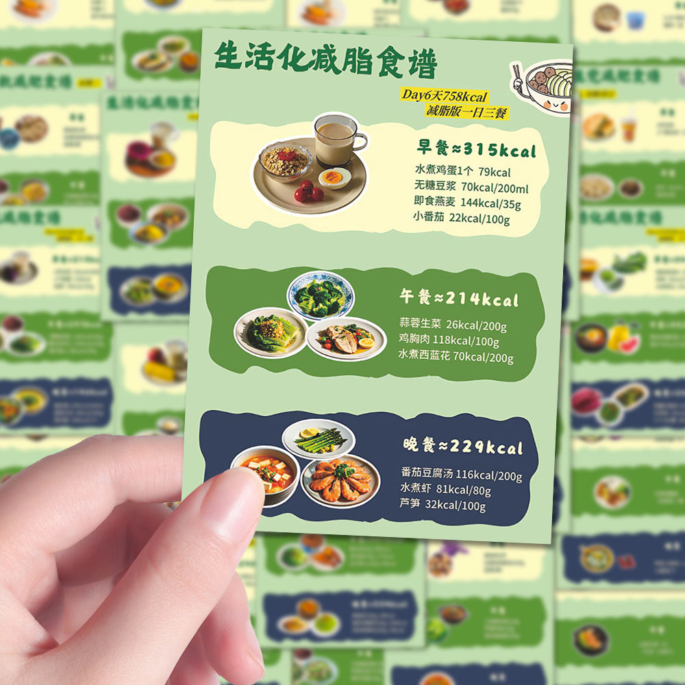 108张减肥秘籍贴纸宅家健康减肥减脂菜谱教程贴画diy手机壳笔记本