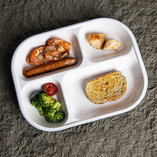 学校分格餐盘密胺四格餐盒带盖餐盒可高温消毒快餐盒商务套餐饭盘