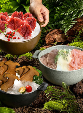 山缓缓火锅餐具鸭肠毛肚黄喉三脆拼盘双耳干冰盘山野风冰镇菌菇盘
