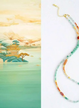 项链原创单圈秋色新中式手工水晶