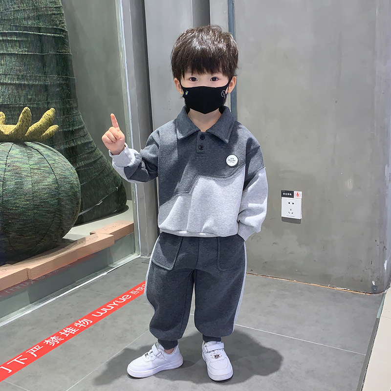 男童秋装套装2023新款秋季男孩酷帅运动儿童装宝宝加绒卫衣秋冬款
