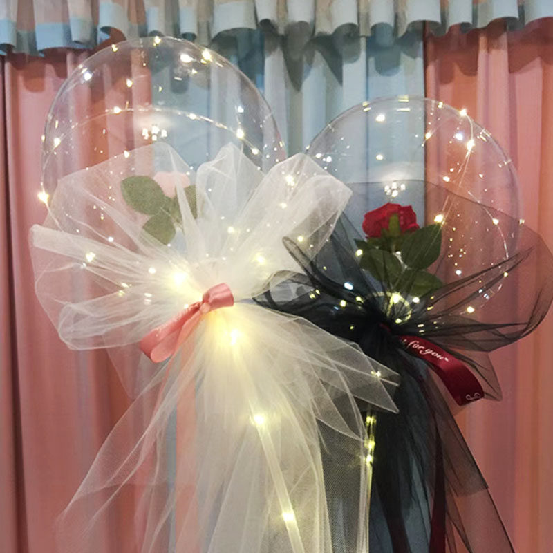 网红发光带灯波波球玫瑰花束告白求婚气球手工材料包地推街卖玩具