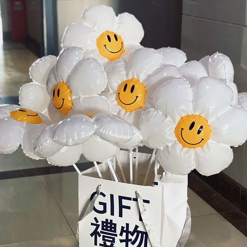 加厚铝膜小雏菊笑脸气球图片
