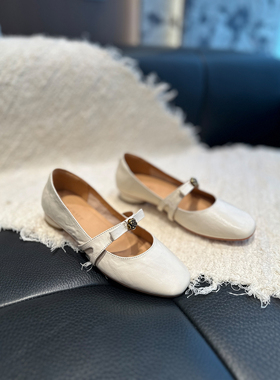 YUSI学院风文艺复古甜美优雅新中式一字带平跟玛丽珍单鞋头层羊皮