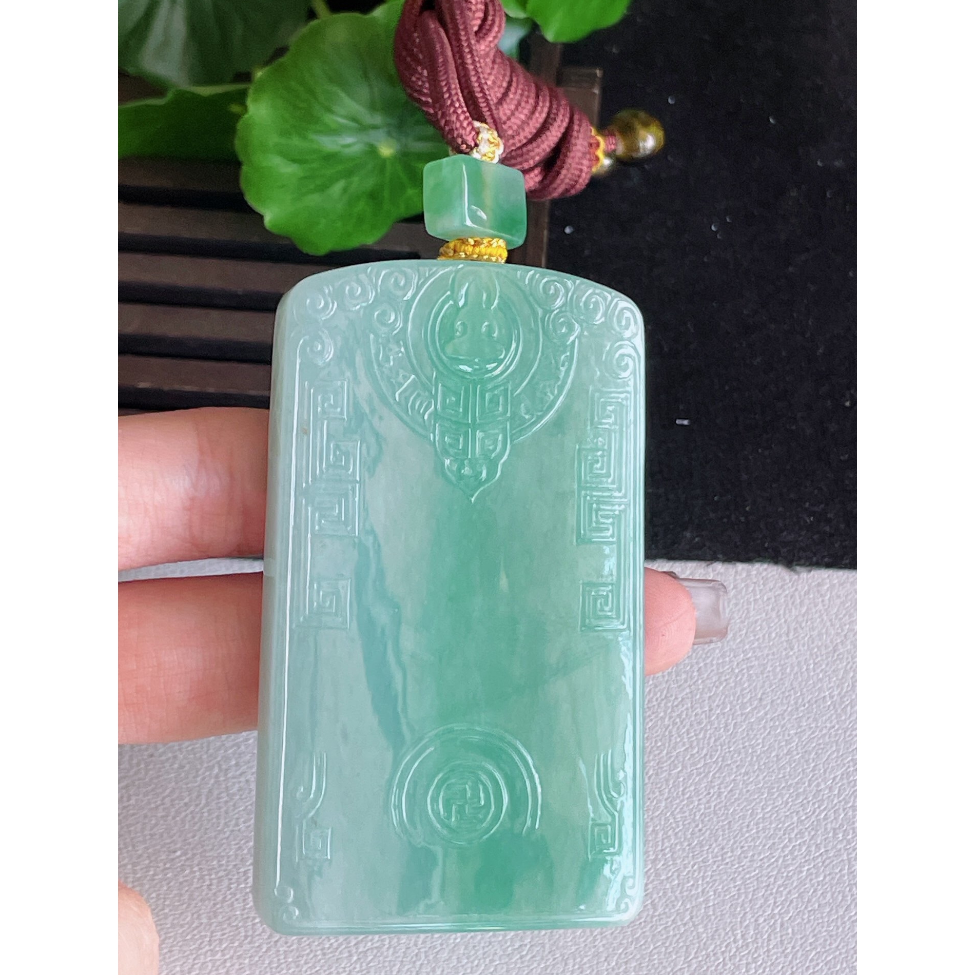 缅甸天然仿古无事牌翡翠玉石挂件