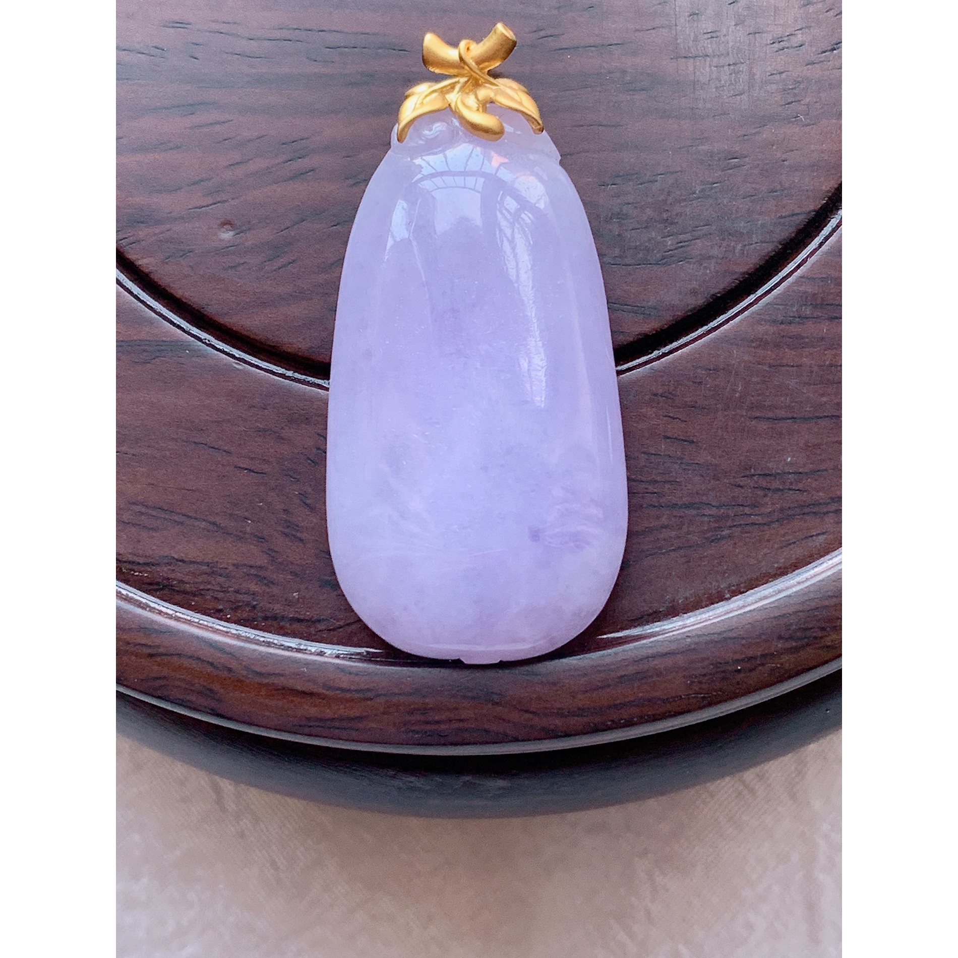 天然缅甸老坑翡翠a货18k金冰种紫罗兰福瓜翡翠吊坠玉挂件