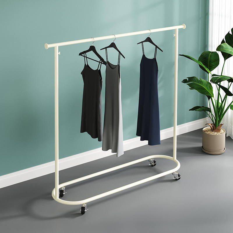 煜友嘉挂衣架铁艺衣帽带轮奶油风