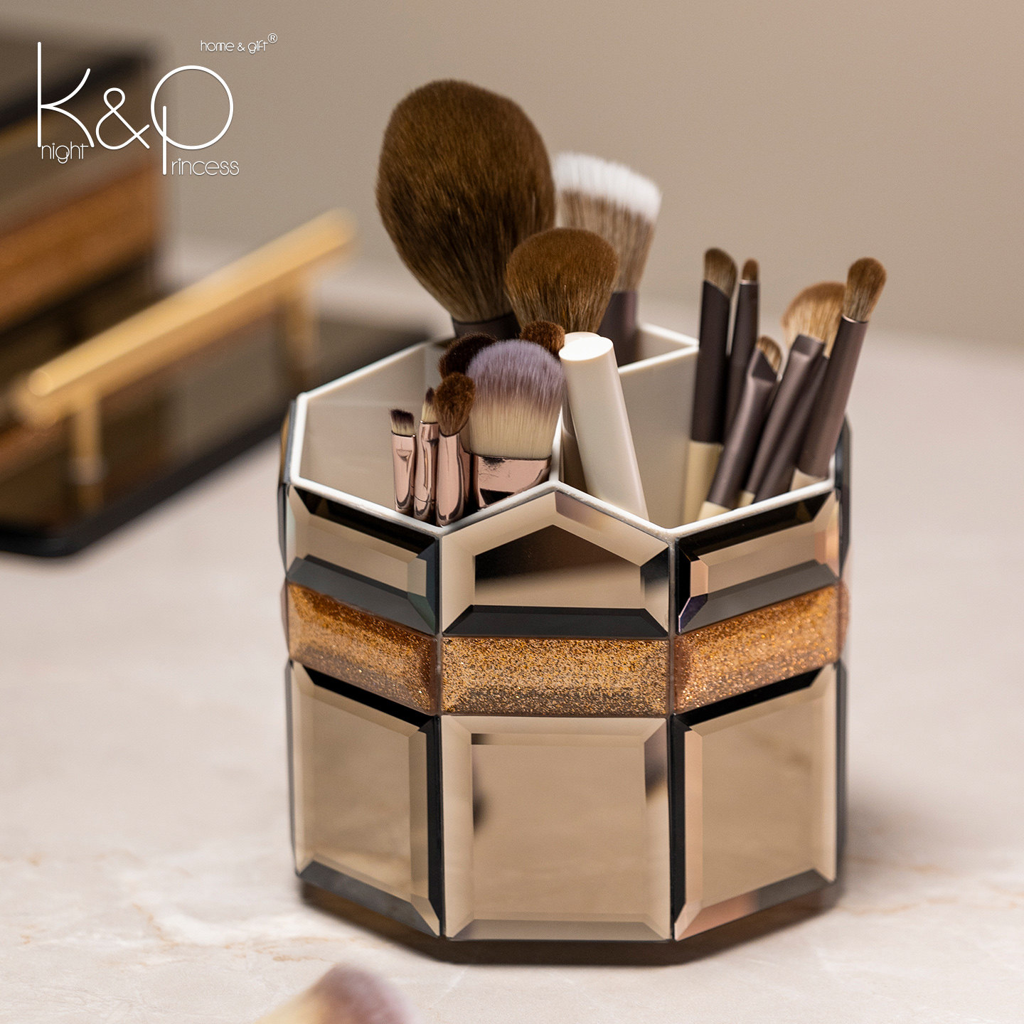 KP化妆刷收纳筒旋转化妆品收纳盒