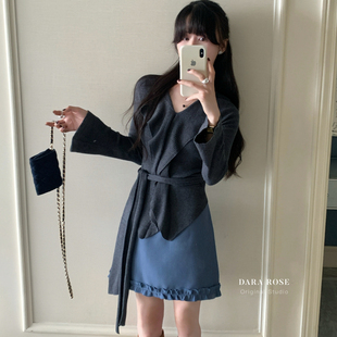 S6002 色V领显瘦细针织收腰女人味针织开衫 配发圈 New秋季 新款