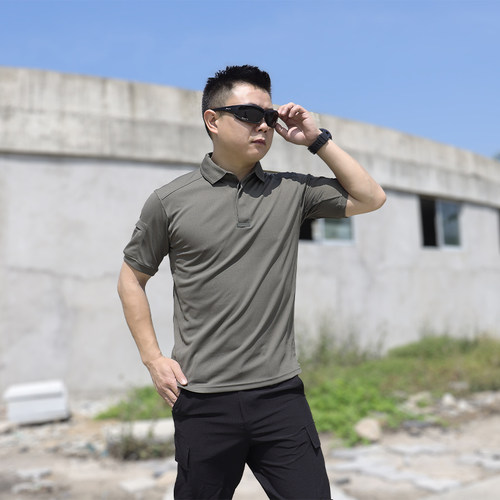 盔狼翻领户外速干T恤男战术POLO