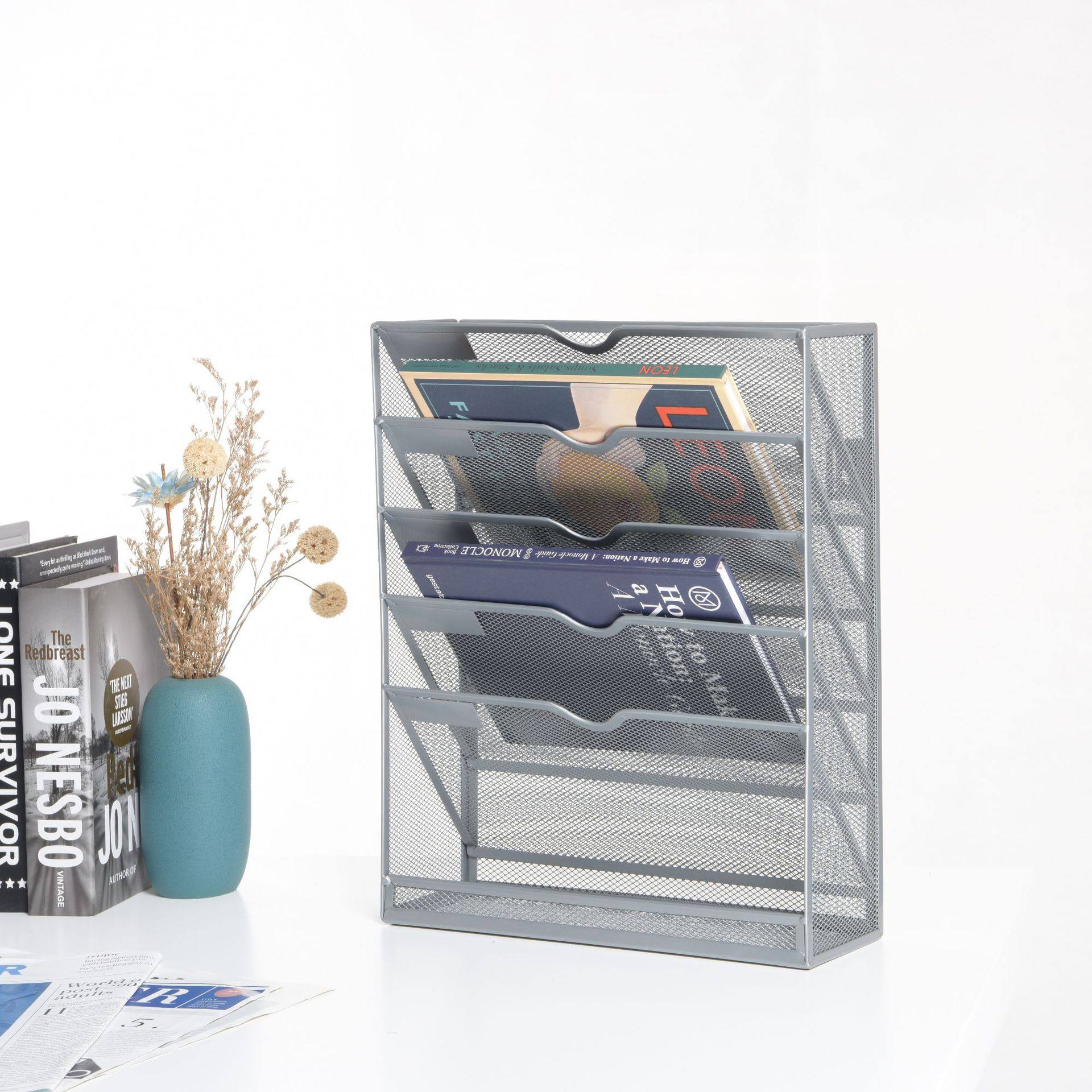 世晨5层办公文教书架课桌书架桌边书架桌面文件架 收纳桌面铁质