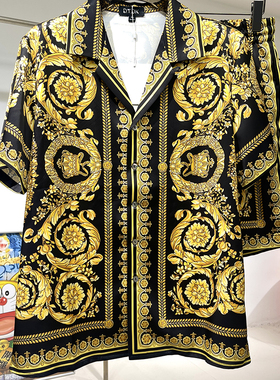 冰丝睡衣旅游男2025年新款夏季宽松印花时尚休闲家居服高级感皇冠