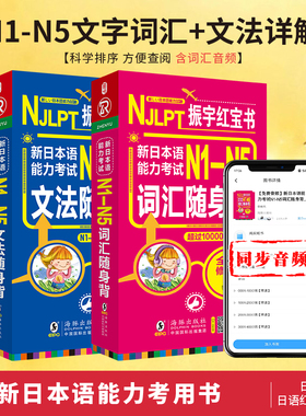 日语红蓝宝书N1-N5文字词汇+文法详解 新标准日本语能力考试 日语单词口袋语法书籍 n1n2n3n4n5 日语入门自学教材