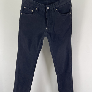 潮男百搭小脚蓝色 潮男水洗磨破洞补丁修身 6072春夏新款 D2牛仔裤