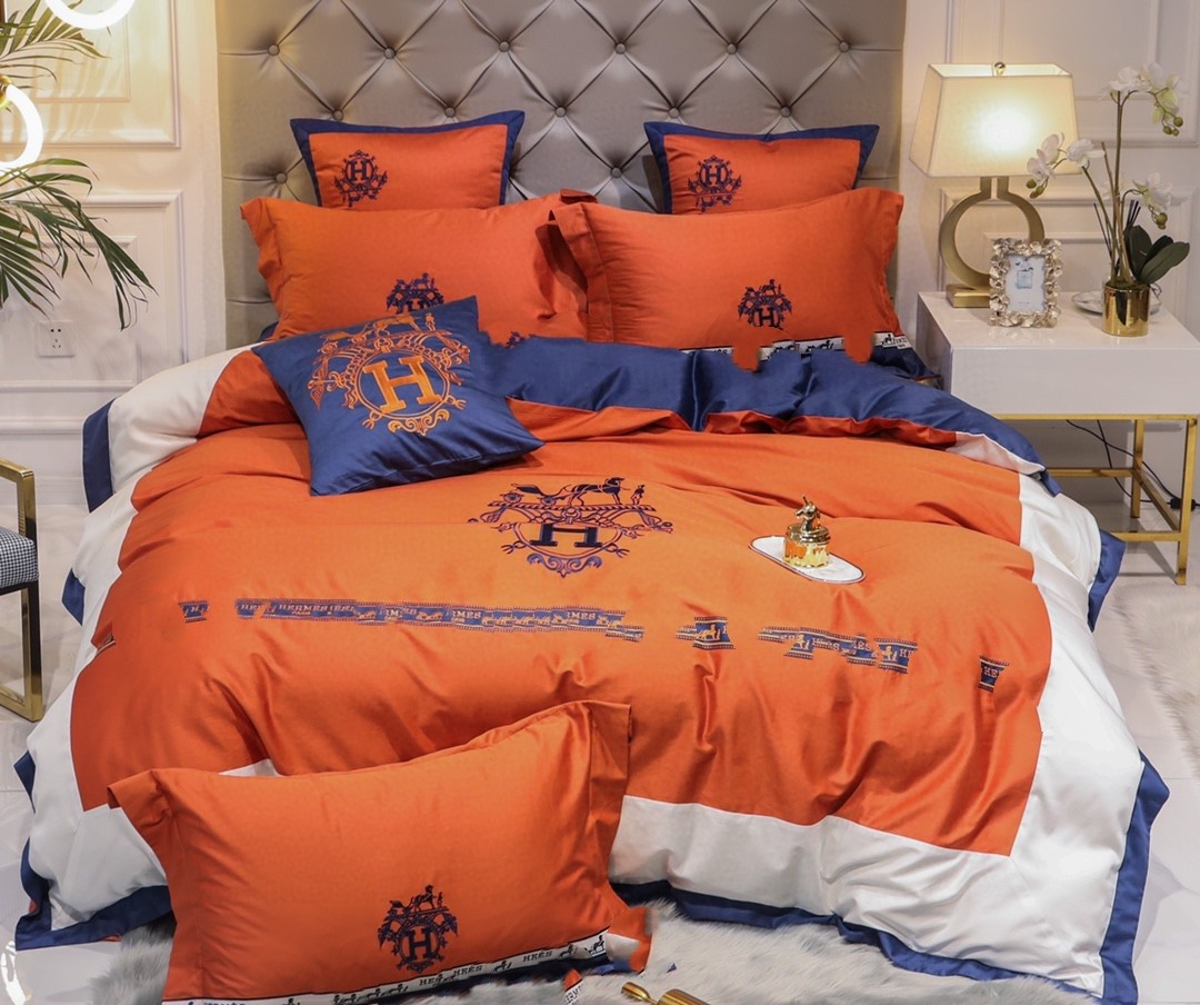 潮牌60支长绒棉刺绣纯棉床单被套四件套四季可用1.5m1.8米床外贸